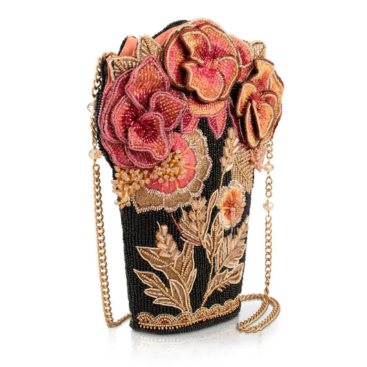 Floral Bouquet Beaded Crossbody Handbag