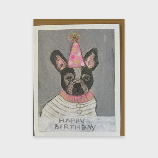 French Bulldog Birthday Hat - Card
