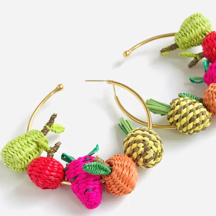Iraca Mini Fruiticas Hoop Earrings