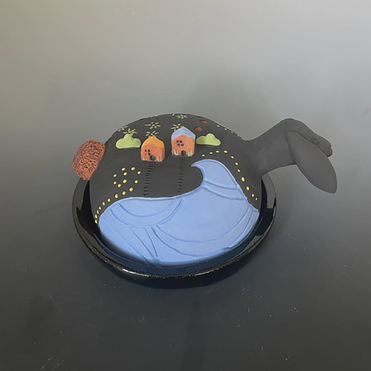 Black Bunny Plate w Lid