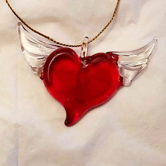 Handblown Glass Winged Heart