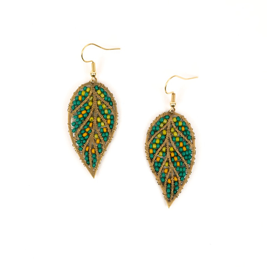 Beaded Leaves Earrings