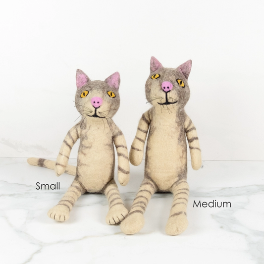 Gray and White Felt Sitting Cat