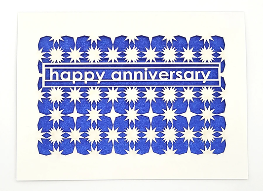Happy Anniversary Starbursts Laser Cut Card (Assorted Colors)