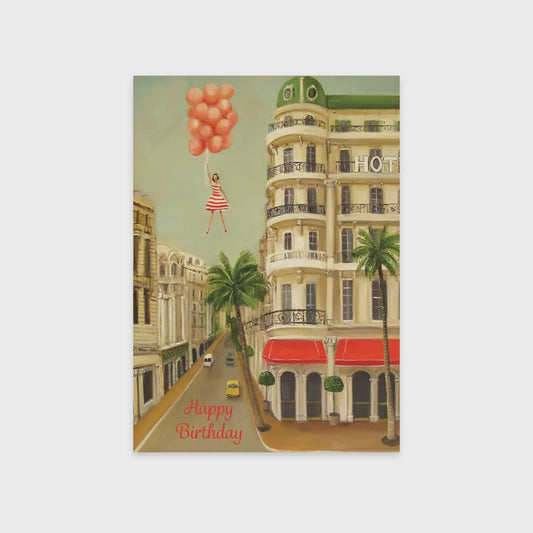 Lucy With Balloons - Card