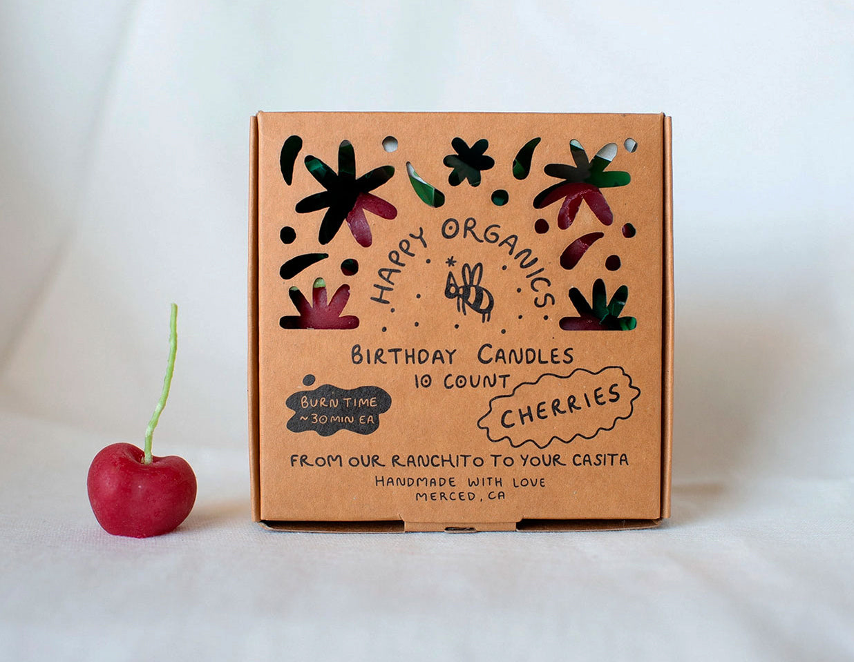 Beeswax Cherry Birthday Candles