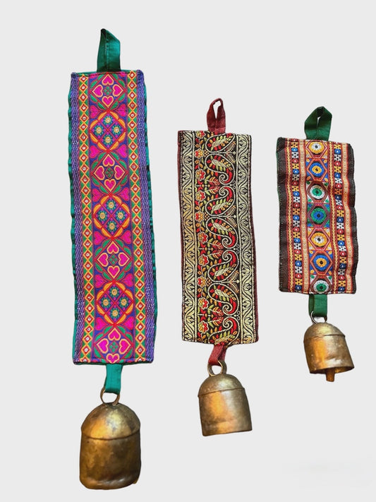 Cow Bell with Embroidered Strap / assorted