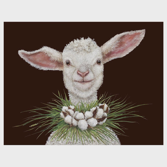 Lamb With Cotton Necklace - Card