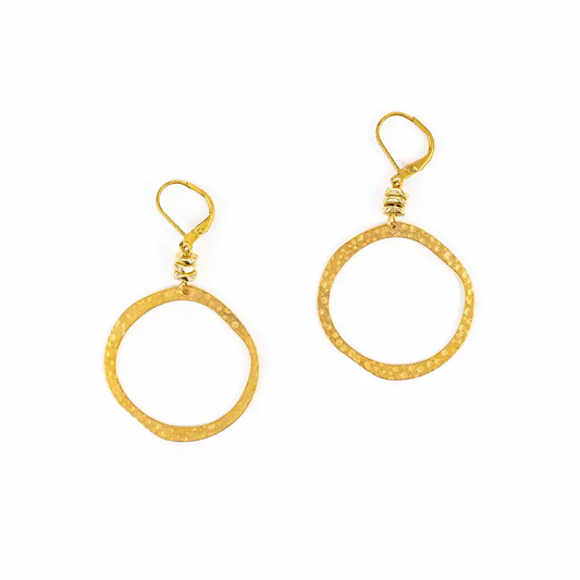 Hammered Brass Hoop Earrings