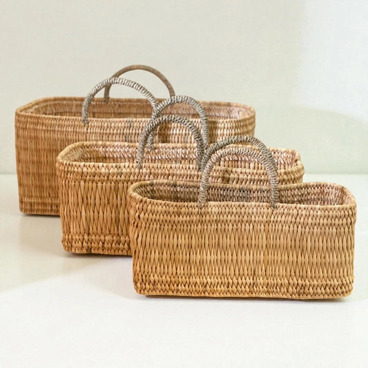 Handwoven Reed Handle Baskets