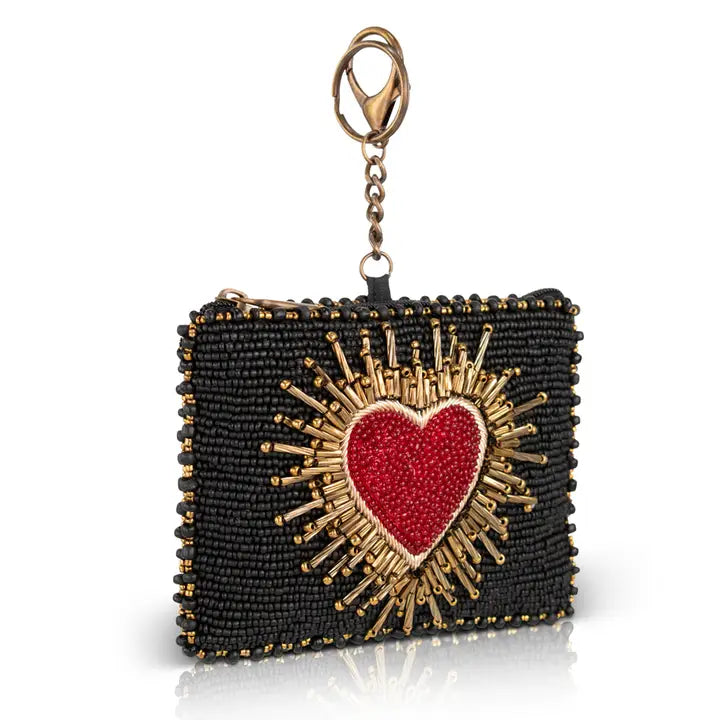 Heart Burst Beaded Coin Purse