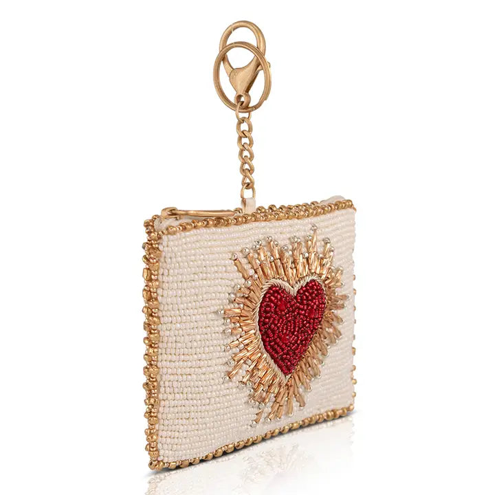 Heart Burst Beaded Coin Purse