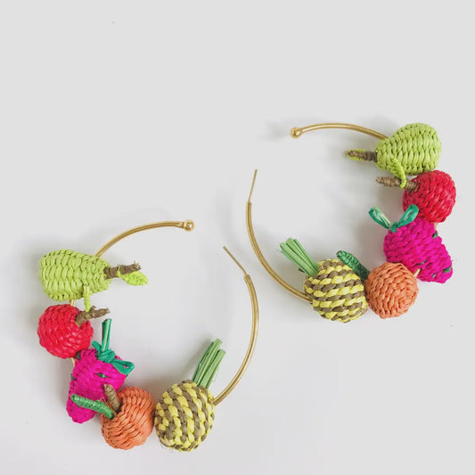 Iraca Mini Fruiticas Hoop Earrings