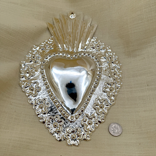 Silver-plate Heart Milagro - large