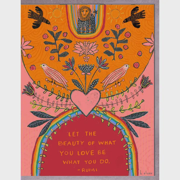 Hearts, Flowers, Rumi Card