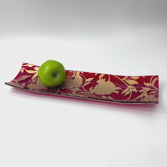 Fused Glass Pomegranate Channel Platter