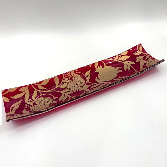 Fused Glass Pomegranate Channel Platter