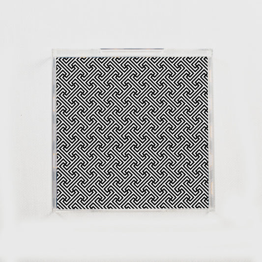Black Lattice Pop Art Lucite Serving Tray