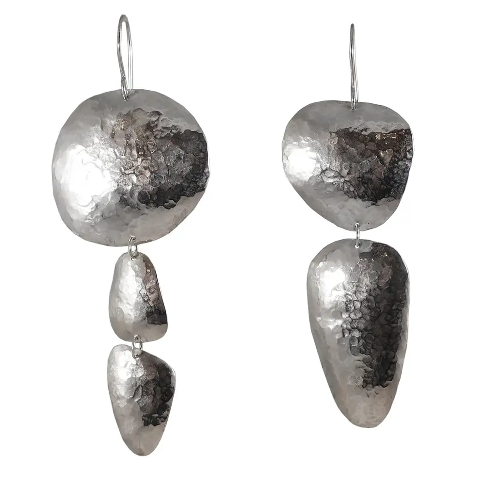 Mismatched Hammered Silver Earrings