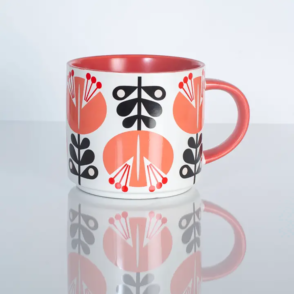 Mod Coral Lily Flower Coffee Mug