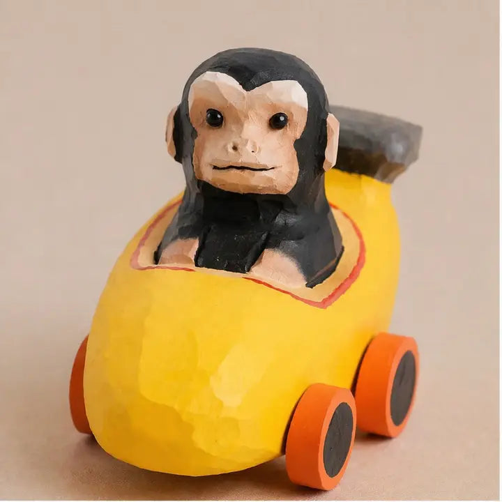 Handcarved Wooden Animals in Cars