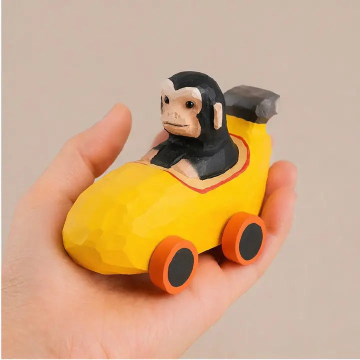 Handcarved Wooden Animals in Cars