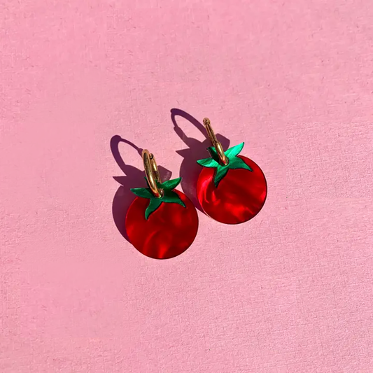 Tiny Tomato Earrings by Not Picasso