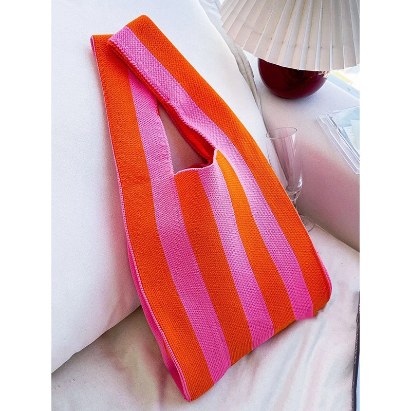 Striped Woven Tote