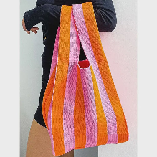 Striped Woven Tote