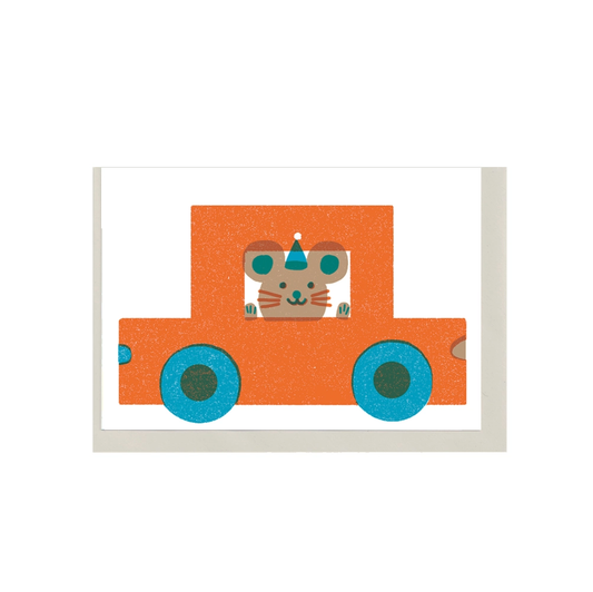 Mouse in Red Car Card