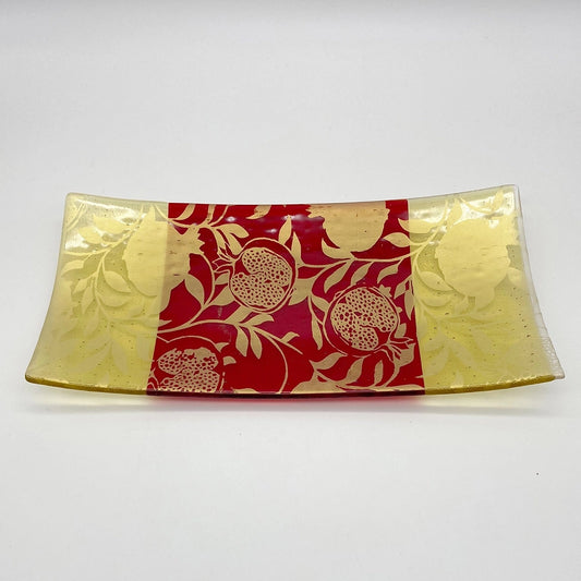 Fused Glass Pomegranate Serving Platter
