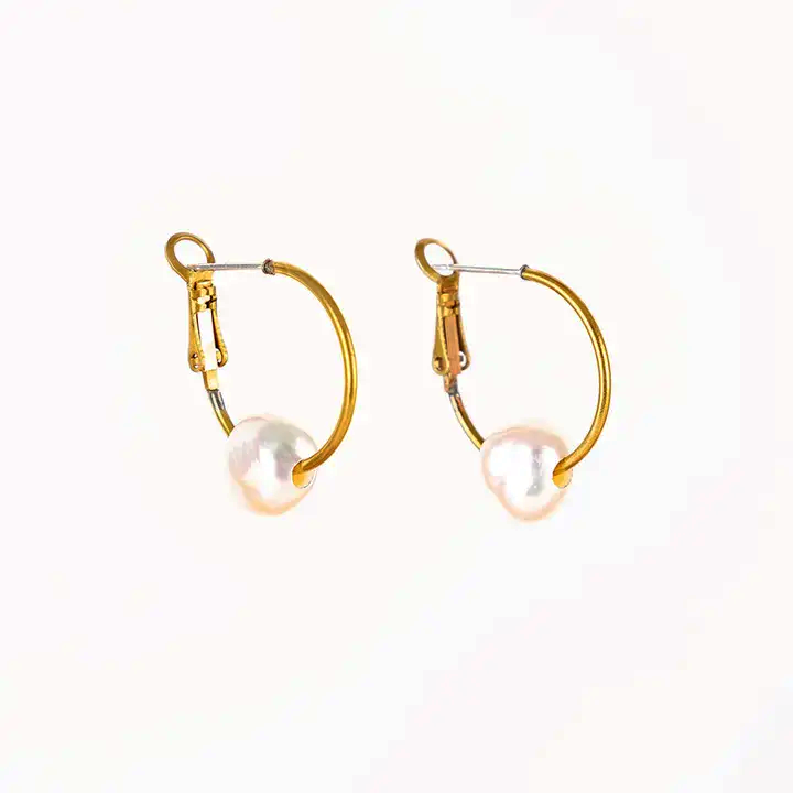 Large Pearl Hoop Earrings