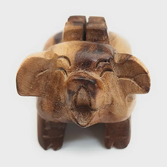 Carved Wood Oinking Pig