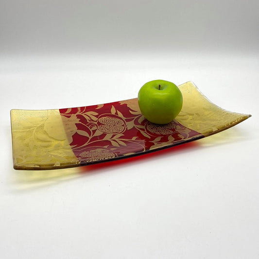 Fused Glass Pomegranate Serving Platter