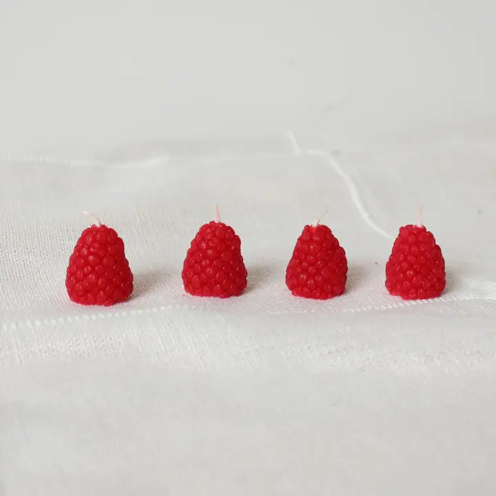 Beeswax Raspberry  Birthday Candles