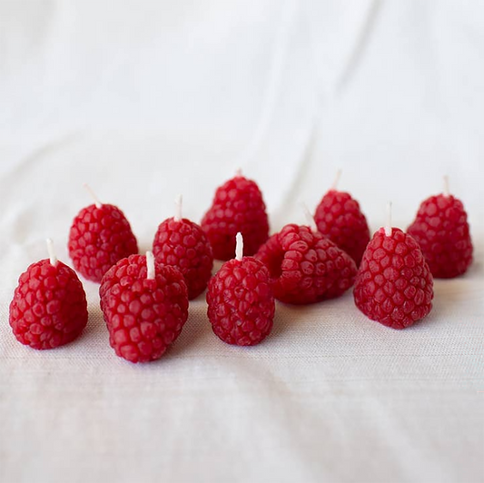 Beeswax Raspberry  Birthday Candles