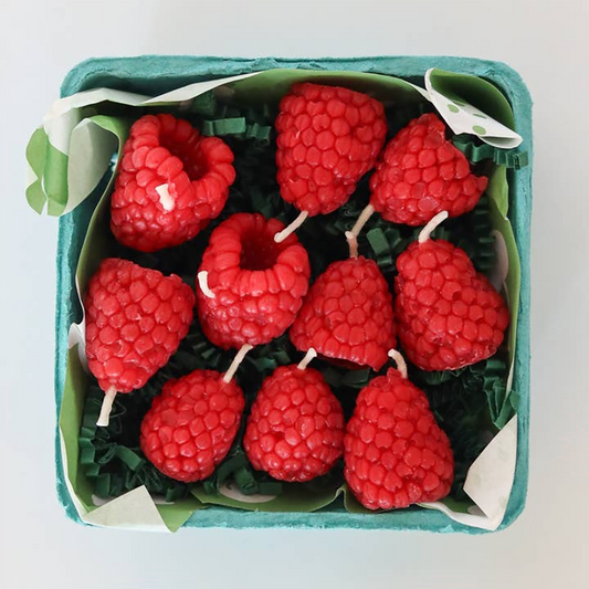Beeswax Raspberry  Birthday Candles