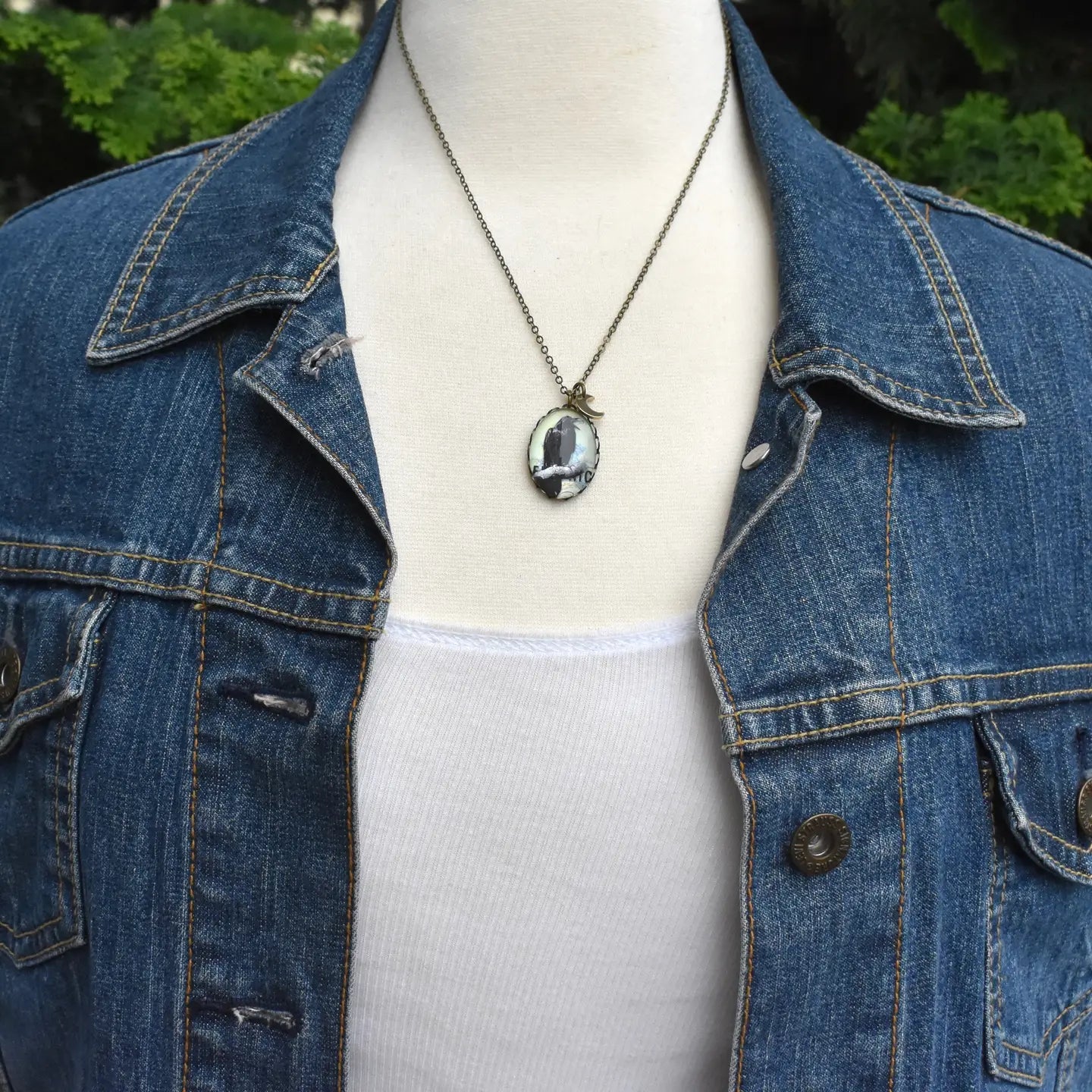 Black Raven Cameo Necklace