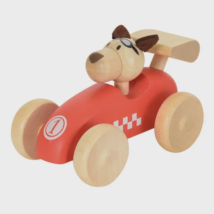 Wooden Race Car + Dog