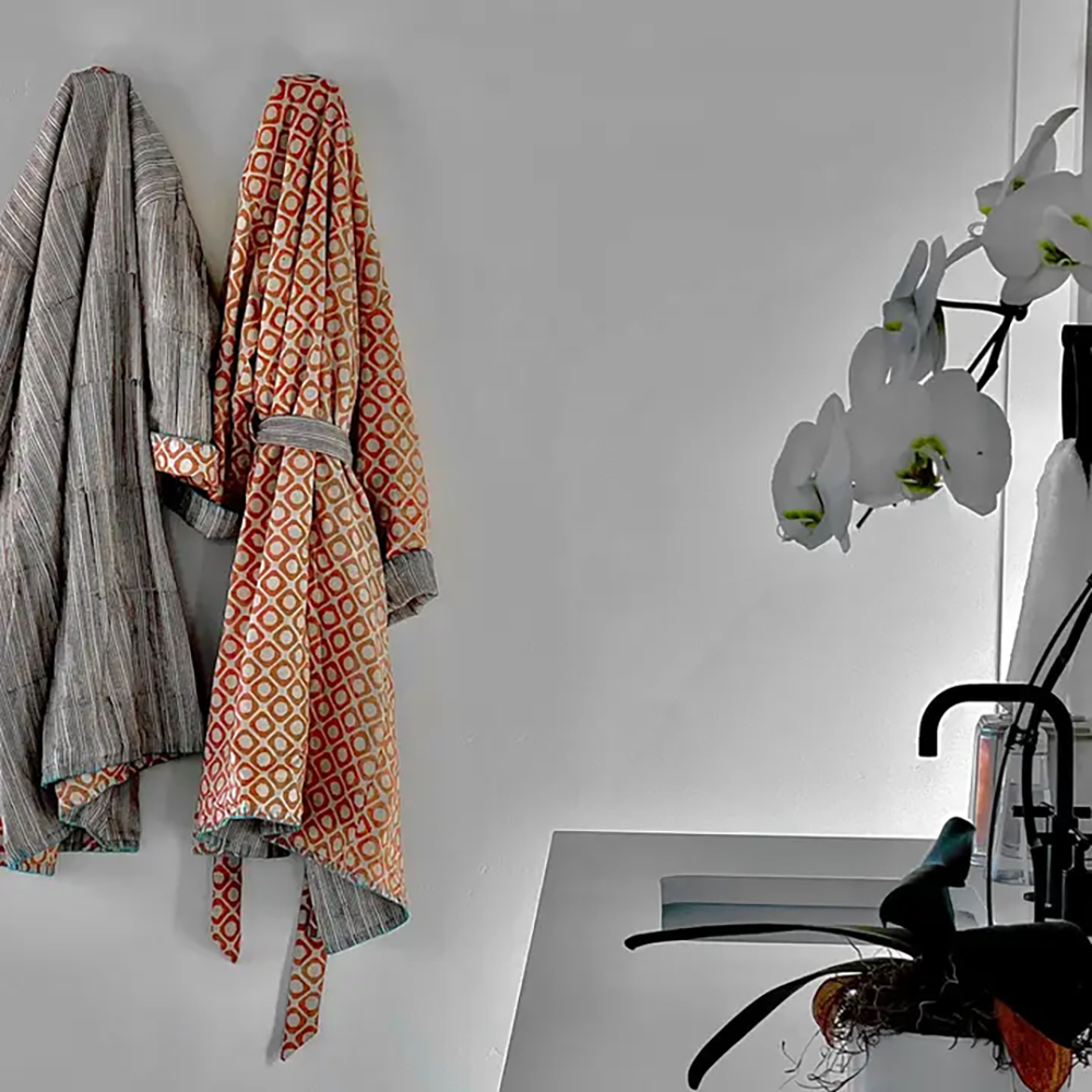 Unisex Block Print Reversible Robe