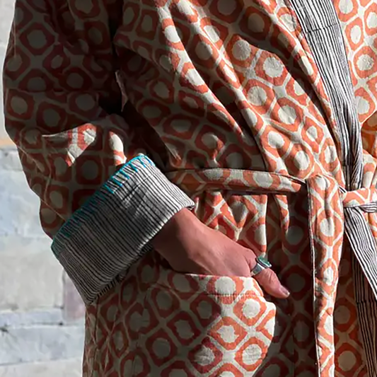 Unisex Block Print Reversible Robe