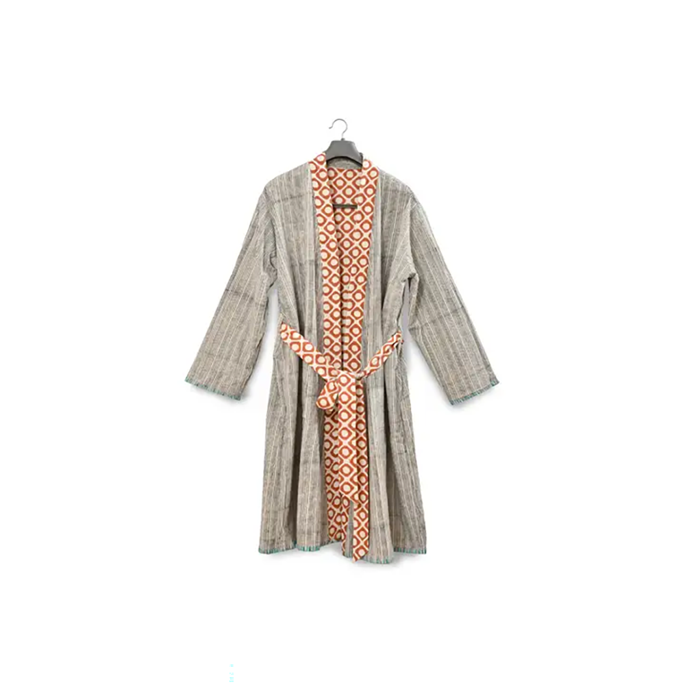 Unisex Block Print Reversible Robe