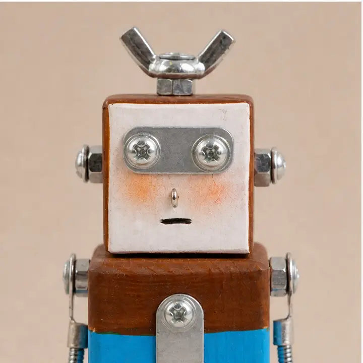 Hand-carved Wood Robots