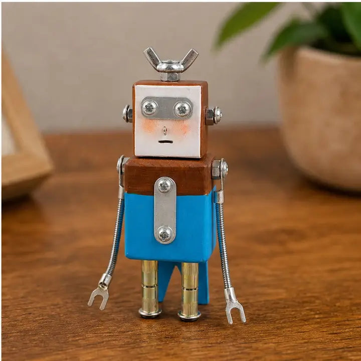 Hand-carved Wood Robots