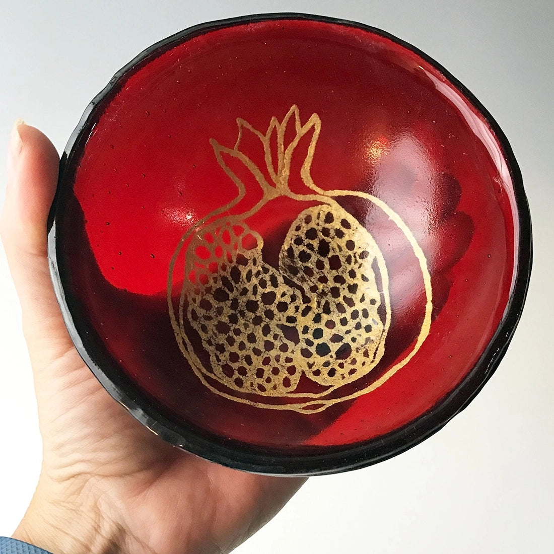 Fused Glass Pomegranate Bowls