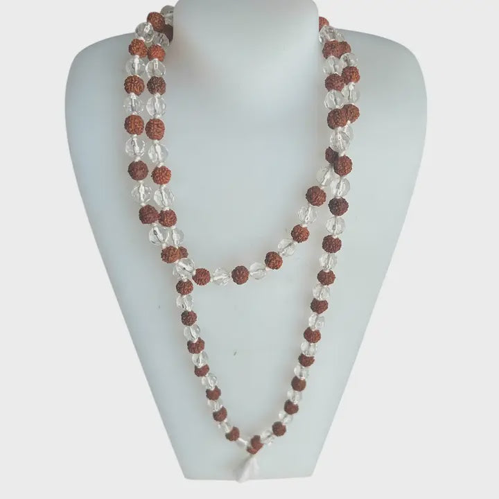 Rudraksha and Glass Necklace
