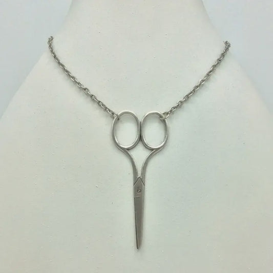 Scissors Necklace Silver Plated