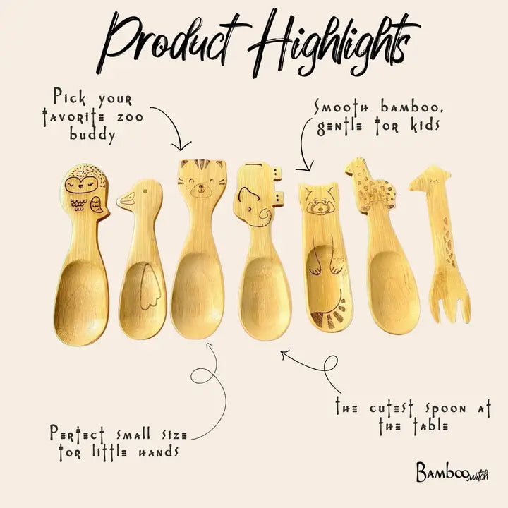 Bamboo Animal Kids Utensils