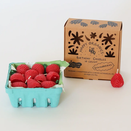 Beeswax Strawberry Birthday Candles