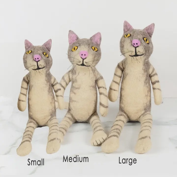 Gray and Black Felt Sitting Cat